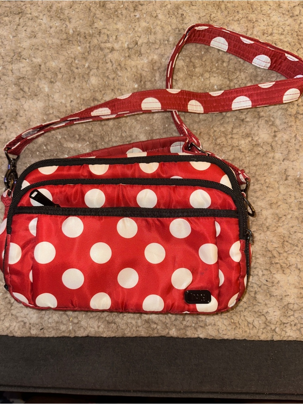 lug Red and White Polka Dot Crossbody Bag